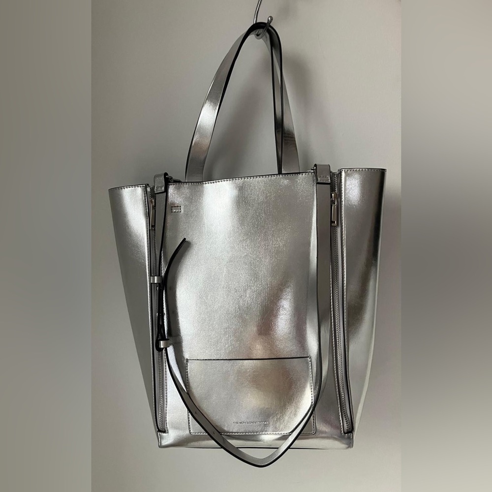 FRENCH CONNECTION Metallic Silver Tote Bag – Chic & Spacious!